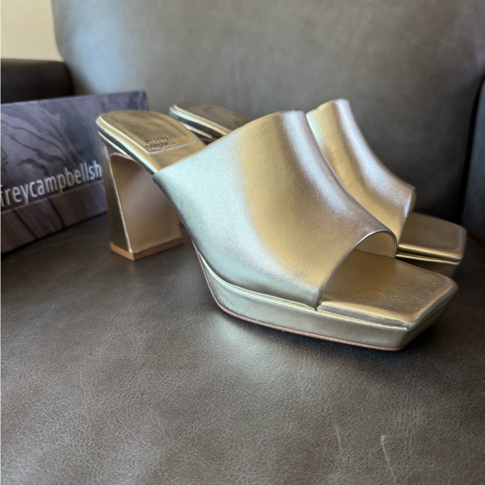 Jeffrey Campbell Metallic Gold Mules